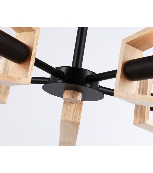 Светильник Ambrella light TR80495/5 BK/LW черный/светлое дерево E14/5 max 60W D620*430