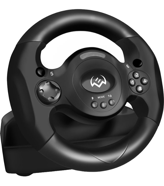 Руль SVEN GC-W300 (педали, вибро, лепестки, D-pad, 10 кл, резин. вставки, PC, цифр. и аналог.