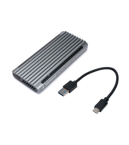 Внешний корпус Gembird EEM2-SATA-3 USB 3.1 для M2 SATA порт Type-С, RGb подсветка, металл, серебристый