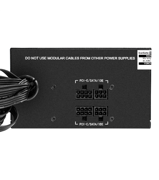 Блок питания серверный 500W ExeGate ServerPRO-500PAS (ATX, APFC, КПД 80% (80 PLUS), 12cm fan, 24pin, 2x(4+4)pin, 4xPCI-E, 6xSATA, 4xIDE, Cable Management, black)