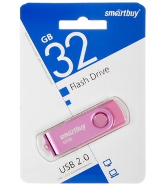 Флешка USB Smartbuy Twist Pink (SB032Gb2TWP), 32Gb, USB 2.0, R/W 15/12, розовый
