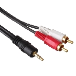 Кабель аудио Exegate 3.5мм Jack M - 2xRCA M 2м позолоченные разъемы, фото 1