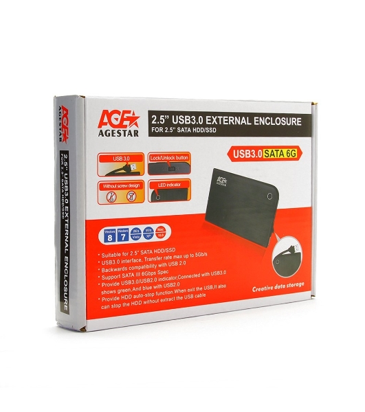 Внешний корпус для HDD/SSD AgeStar 3UB2A14 SATA II пластик/алюминий синий 2.5'