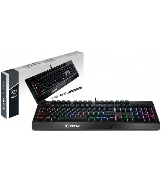 Клавиатура проводная MSI VIGOR GK20 RU черный USB Multimedia for gamer LED (подставка для запястий)