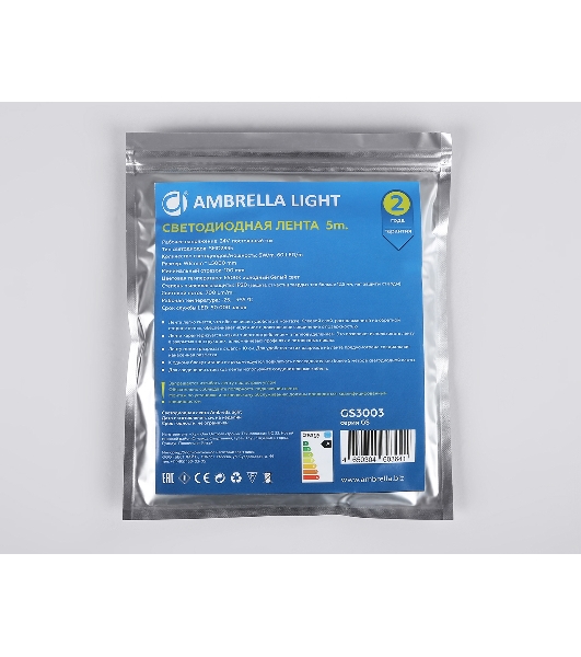 Светодиодная лента Ambrella light GS3003 2835 60Led/ 6W m/ 24V IP20 6500K/ 5000*8*1.2mm (2 конт.)