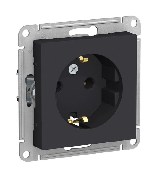 Механизм розетки 1-м СП AtlasDesign с заземл. 16А карбон SchE ATN001043