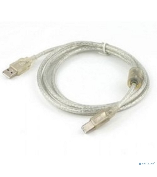 Кабель Cablexpert USB2.0 Pro, AM/BM, 2м, экран, 2 феррит.кольца, прозрачный (CCF-USB2-AMBM-TR-2M)