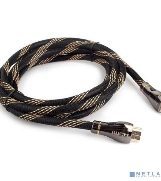 Кабель Cablexpert HDMI CCP-HDMI8К-2.5M, 19M/19M, v2.1, 8К, медь, позол.разъемы, экран, оплетка, 2.5м, черный, пакет