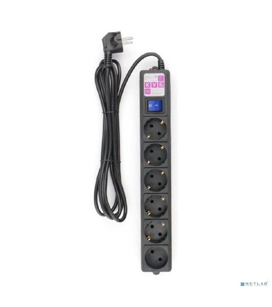 Сетевой фильтр Powercube SPG6-B-3M 3м, 6 розеток, черный, коробка