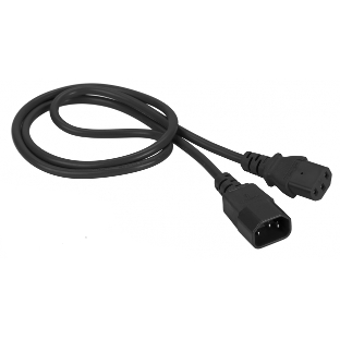 Шнур питания C13-C14, 3х0.75, 220В, 10А, черный, 1 м