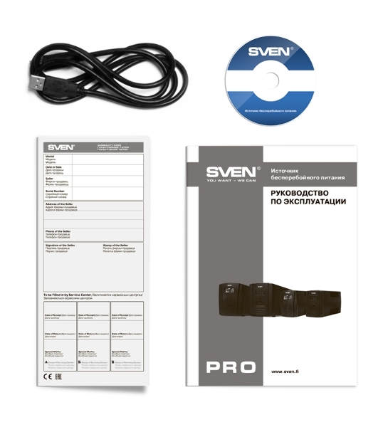 Источник бесперебойного питания SVEN Pro 1000 1000VA/720W USB, RJ-45 (3 EURO) 