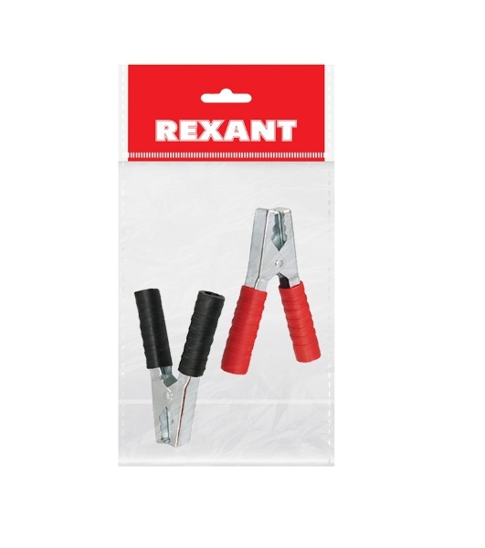 Зажим крокодил Rexant, длина 150 мм, ток 250A, 2 шт., пакет БОПП