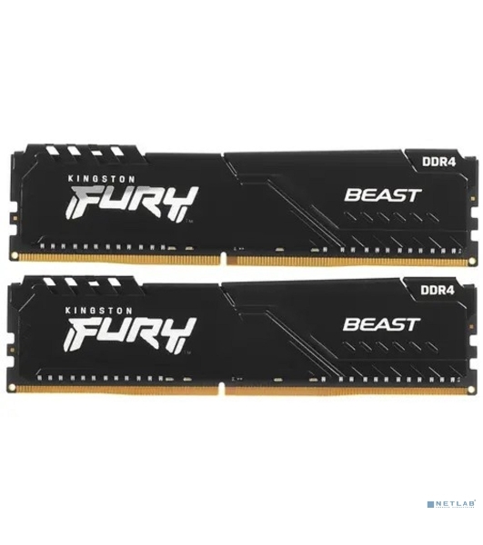 Оперативная память Kingston Fury Beast, DDR4, 32GB (2x16GB), 3200MHz, CL16, DIMM, с радиатором, черный