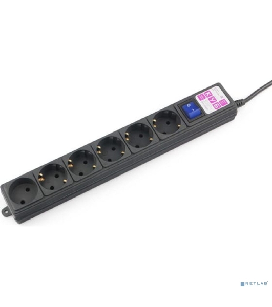 Сетевой фильтр Powercube SPG6-B-3M 3м, 6 розеток, черный, коробка