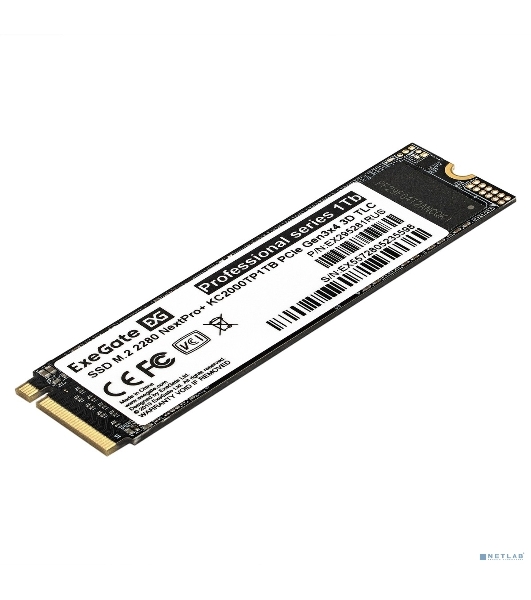 Накопитель SSD EXEGATE NEXTPRO+ KC2000TP1Tb, 1Tb, PCIe 3.0 x4, M.2 2280, NVMe, R/W 1800/1400