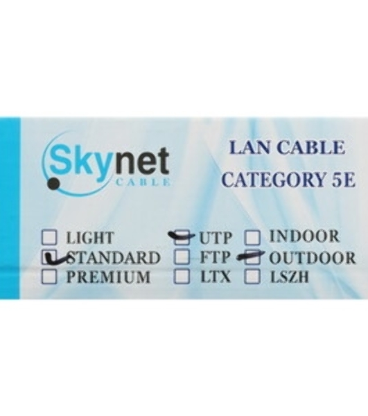 Кабель SkyNet Standart UTP outdoor 4x2x0,48, медный, FLUKE TEST, кат.5e, однож., 100 м, box, черный