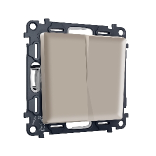 Комплект механизма 2-клавишного перекрестного выключателя 10A-250V ALFA Серо-бежевый матовый QUANT (AP3630, VM125) MA363030