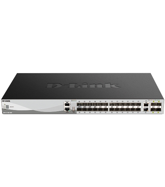 Коммутатор D-Link DGS-3130-30S/B1A, 24×1 Гбит/с SFP + 4×10 Гбит/с SFP+ + 2×10 Гбит/с Combo, управляемый