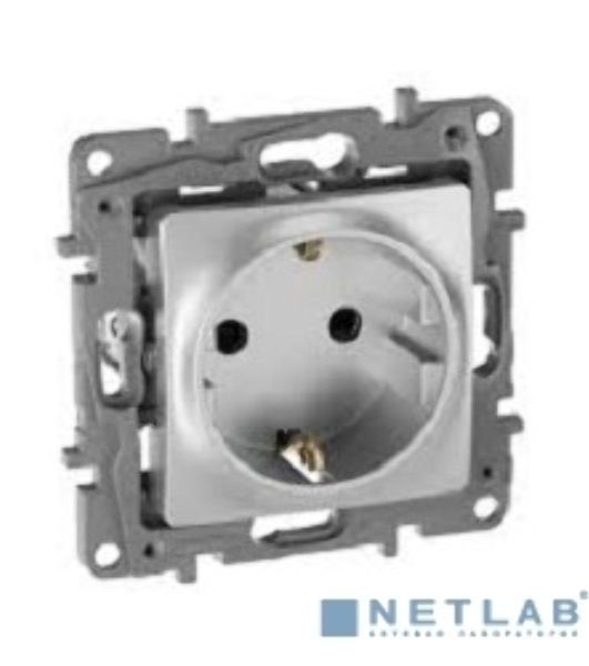 Розетка 672422 Legrand Розетка 2К+З со шторками - немецкий стандарт - винтовые зажимы - 16 А - 250 В - Etika - алюминий