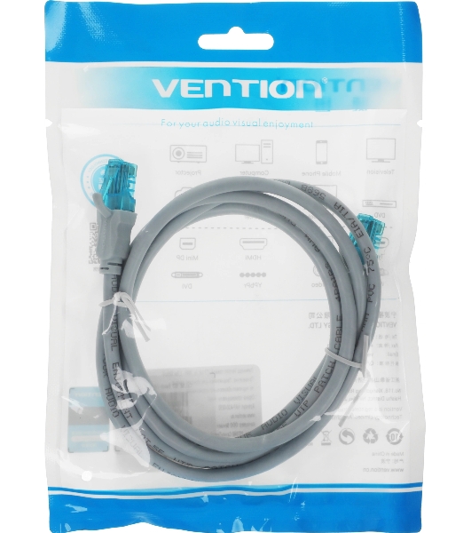 Патч-корд Vention прямой UTP cat.5е, RJ45 - 1,5м. Серый
