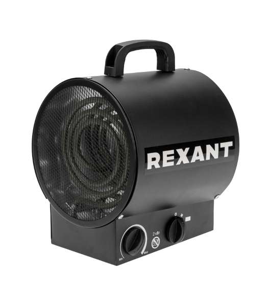 Пушка тепловая электрическая Rexant круглая, прямоугольная подставка, ТЭН, 2кВт