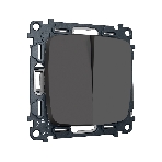 Комплект механизм 2-клавишного перекрестного выключателя 10A-250V OMEGA Графит Мягкое касание QUANT (OP9030, VM125) MO903030, фото 1