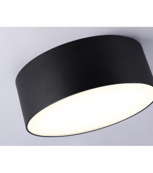 Потолочный светодиодный светильник Ambrella light FV5513 BK черный LED 15W 3000K D120*58 (Без ПДУ)