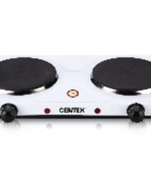 Плита настольная электрическая Centek CT-1507 белый, 2 кВт, ТЭН, конфорки - 2, эмаль, поворотные переключатели
