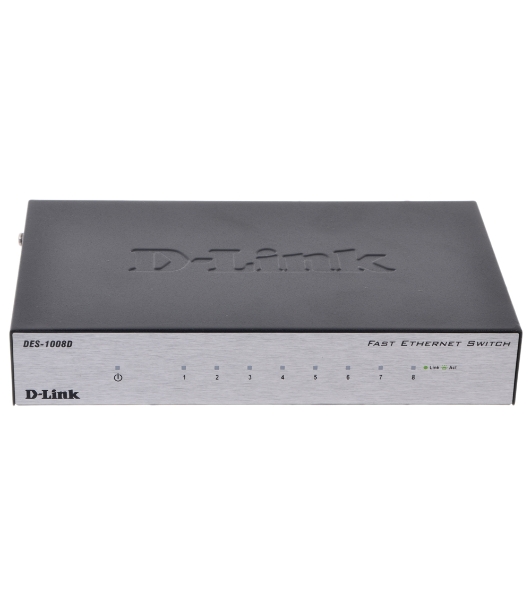 Коммутатор D-Link DES-1008D/(K2A/K3A)RU/J1A/J2A/L2A/L2B, 8×100 Мбит/с, неуправляемый