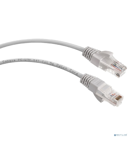 Патч-корд UTP Cabeus PC-UTP-RJ45-Cat.5e-1.5m, cat. 5e, 1.5 м, неэкранированный, серый