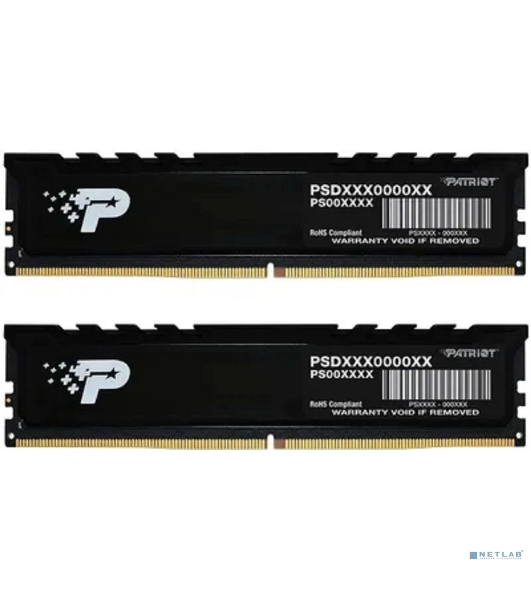 Оперативная память Patriot Signature Premium, DDR5, 32GB (2x16 GB), 4800 MHz, CL40, DIMM, радиатор, черный