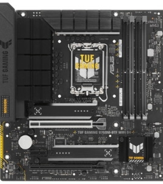 Материнская плата ASUS TUF GAMING B760M-BTF WIFI, LGA 1700, Intel B760, 4xDDR5, 4xSATA, 3xM.2, 1xPCIe 5.0 x16, 1xPCIe 4.0 x4, 1xPCIe x1, 1xDP, 1xHDMI, 1x 2.5Gb LAN, 1xUSB-A 3.2 Gen 2, 2xUSB-A 3.2 Gen 1, 4xUSB 2.0, 1xUSB-C 3.2 Gen 1, 1xUSB-C 3.2 Gen 2, 1xUSB-C 3.2 Gen 2x2, 3x3.5 мм, 7.1, mATX