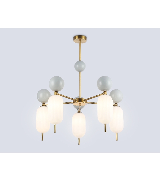 Светильник Ambrella light LH53104/5 BS/GR/FR латунь/серый/белый матовый G9*5 max 28W D650*750