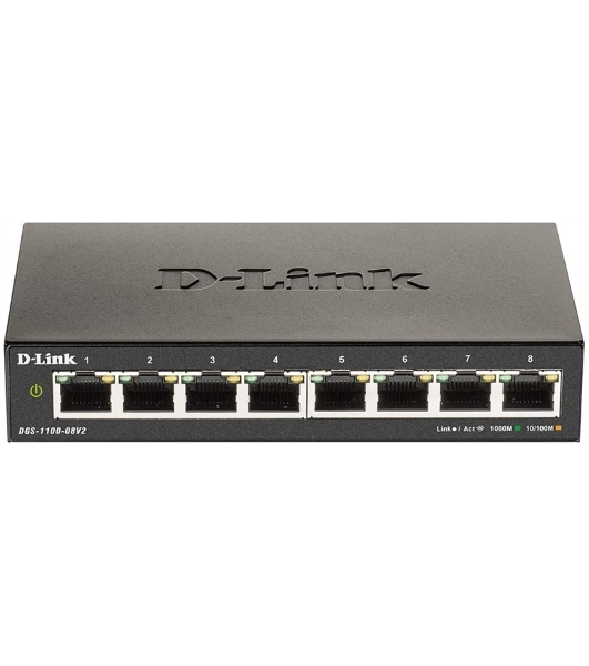Коммутатор D-Link DGS-1100-08V2/A1A, 8×1 Гбит/с, настраиваемый