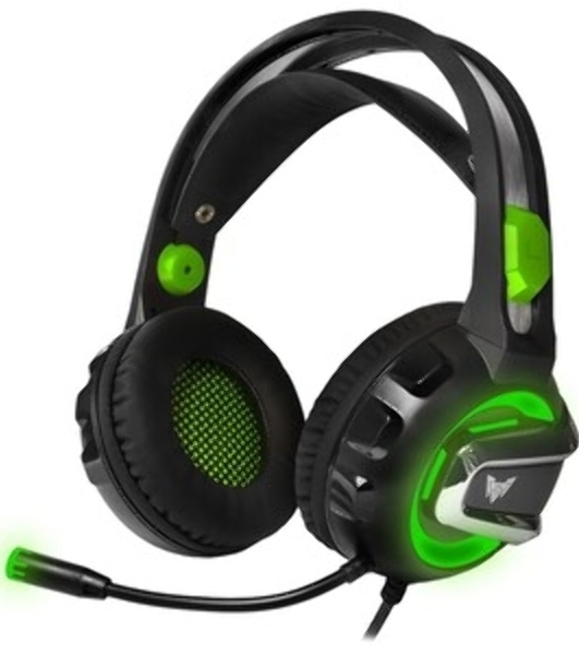 Гарнитура Crown CMGH-3002 чёрный/зелёный, проводная, подсветка