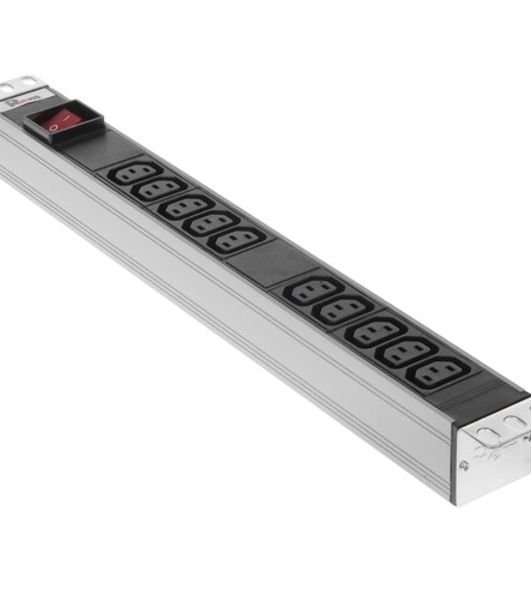 Блок розеток Rem-10 без шнура с фил. и инд., 10 IEC 60320 C13, вход IEC 60320 C14, 10A, алюм., 19' (R-10-10C13-FI-440-Z)