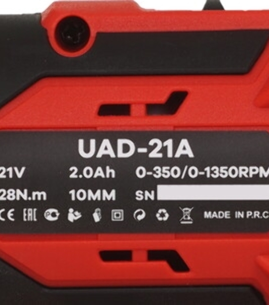 Дрель-шуруповерт Edon AD-21A, 21 В, 2 Ач, 30 Нм, щеточный