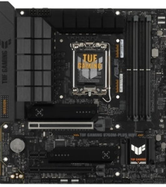 Материнская плата ASUS TUF GAMING B760-PLUS WIFI, LGA 1700, Intel B760, 4xDDR5, 4xSATA, 3xM.2, 1xPCI-E 5.0 x16, 1xPCI-E 3.0 x4, 1xUSB-A 3.2 Gen 2, 3xUSB-A 3.2 Gen 1, 1xUSB-C 3.2 Gen 2x2, 1x2.5Gb LAN, 5x3.5 мм, 7.1, Wi-Fi 6, Bluetooth 5.2, Standard-ATX