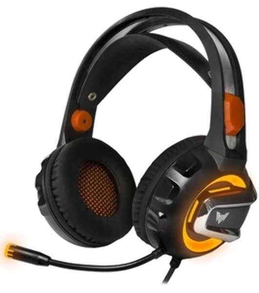 Гарнитура Crown CMGH-3003 чёрный/оранжевый, проводная, подсветка