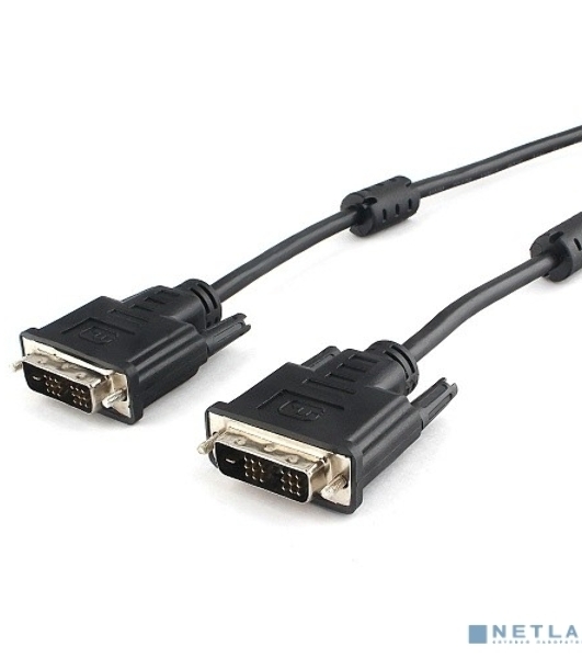 Кабель DVI-D single link Cablexpert CC-DVIL-BK-6, 19M/19M, 1.8м, CCS, черный, экран, феррит.кольца, пакет