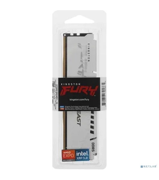 Оперативная память Kingston Fury Beast, DDR5, 16Gb (1x16Gb), 6000MHz, CL36, DIMM, с радиатором, белый