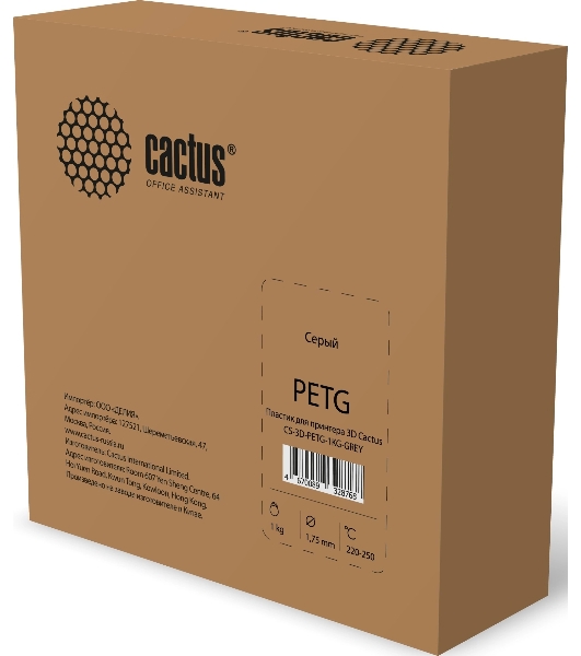 Пластик для принтера 3D Cactus CS-3D-PETG-1KG-GREY PETG d1.75мм 1кг 1цв.