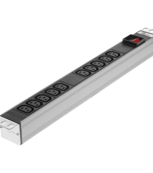 Блок розеток Rem-10 без шнура с фил. и инд., 10 IEC 60320 C13, вход IEC 60320 C14, 10A, алюм., 19' (R-10-10C13-FI-440-Z)