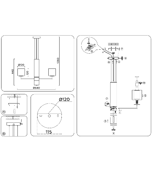 Люстра Ambrella light LH56011/5 BS/FR латунь/белый матовый E14*5 max 40W D640*1260