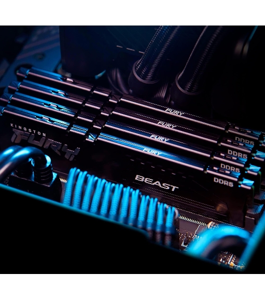 Оперативная память Kingston Fury Beast, DDR5, 128Gb (4x32Gb), 5200MHz, CL40, DIMM, радиатор, черный