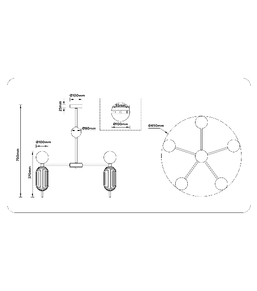 Светильник Ambrella light LH53104/5 BS/GR/FR латунь/серый/белый матовый G9*5 max 28W D650*750