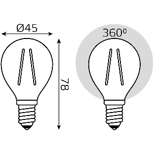 Лампа светодиодная филаментная Gauss Filament 11Вт цок.: E14 шар 220B 4100K св. свеч. белый нейт. (упак.: 10 шт)
