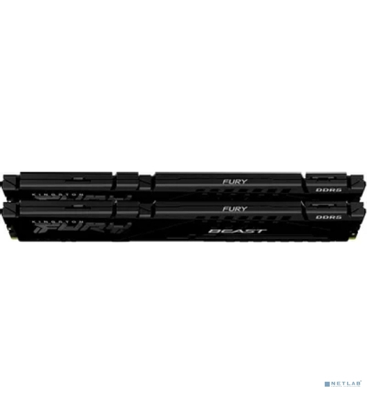 Оперативная память Kingston Fury Beast Black, DDR5, 64GB (2x32GB), 5200 MHz, CL40, с радиатором, чёрный