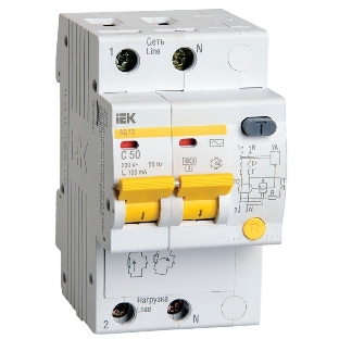 Выключатель автоматический дифференциального тока IEK MAD10-2-050-C-100 АД12 2Р 50А 100мА IEK