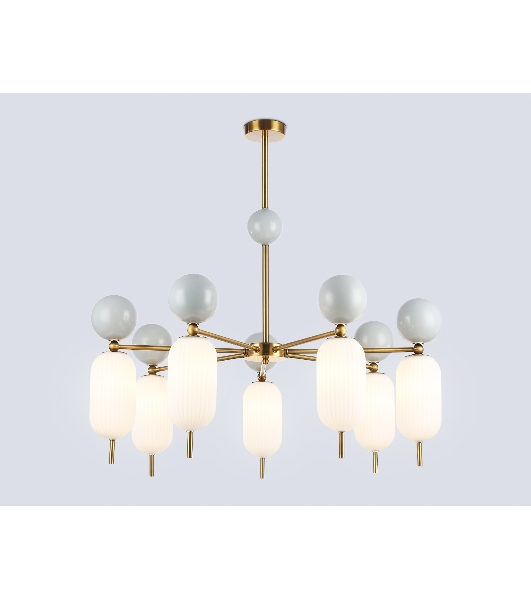 Светильник Ambrella light LH53106/7 BS/GR/FR латунь/серый/белый матовый G9*7 max 28W D800*800